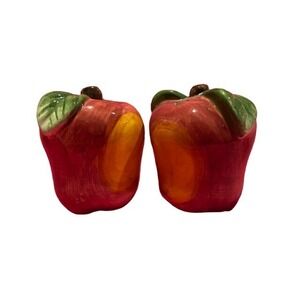 Vintage Ceramic Porcelain‎ Apple Salt And Pepper Shaker 3" Collectibles